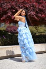 VESTIDO COMPRIDO AZUL COM FOLHOS NO SECRETS - Image 8