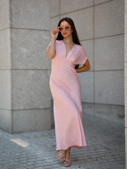 VESTIDO MIDI ROSA PONTO CHIC