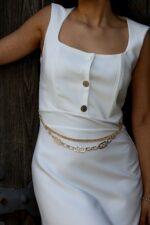 VESTIDO BRANCO COM DETALHES DOURADOS RINASCIMENTO - Image 5