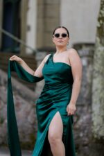 VESTIDO COMPRIDO VERDE COM PREGAS PONTO CHIC - Image 3