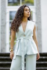 CONJUNTO AZUL COLETE E PANTALONA PONTO CHIC - Image 3