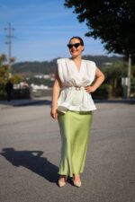 SAIA ACETINADA VERDE PONTO CHIC