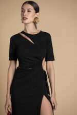 VESTIDO PRETO COM RECORTES SAHOCO - Image 3