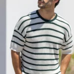 T-SHIRT PONTO CROCHÊ CRU COM RISCA VERDE - Image 4