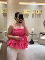 TOP ROSA FUCSHIA COM FOLHOS PONTO CHIC - Image 2
