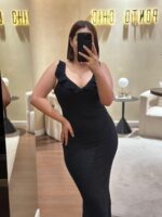 VESTIDO COMPRIDO PRETO COM FOLHO PONTO CHIC