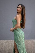 VESTIDO VERDE COMPRIDO LANTEJOULAS PONTO CHIC - Image 5