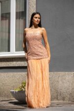 VESTIDO SALMÃO COM LANTEJOULAS PONTO CHIC - Image 2