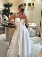 VESTIDO COMPRIDO BRANCO COM RACHA PONTO CHIC - Image 3