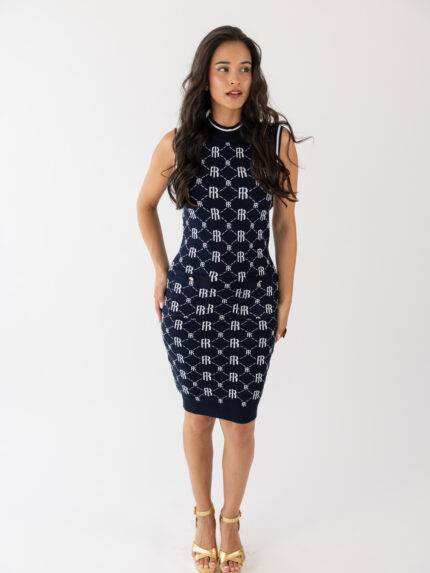 VESTIDO DE MALHA JACQUARD COM LOGO FRACOMINA