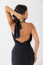 VESTIDO PRETO COMPRIDO DRAPEADO LANÇA PERFUME - Image 5