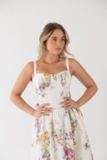 VESTIDO MIDI ESTAMPAOD TECIDO ALINHADO PONTO CHIC - Image 3