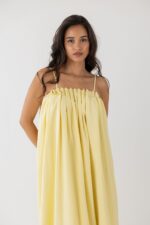 VESTIDO AMARELO COM PREGAS NO DECOTE PONTO CHIC - Image 3