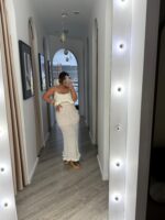 VESTIDO COMPRIDO BRANCO TECIDO TRABLHADO PONTO CHIC - Image 4