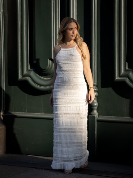 VESTIDO BRANCO COMPRIDO PONTO CHIC