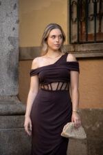 VESTIDO CASTANHO SAIA DRAPEADA PONTO CHIC - Image 3