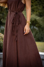VESTIDO CASTANHO COMPRIDO FLUÍDO PONTO CHIC - Image 3