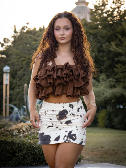 SAIA CURTA COW PRINT PONTO CHIC