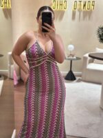 VESTIDO COMPRIDO TECIDO TRABALHADO PONTO CHIC - Image 5