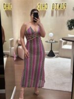 VESTIDO COMPRIDO TECIDO TRABALHADO PONTO CHIC - Image 2