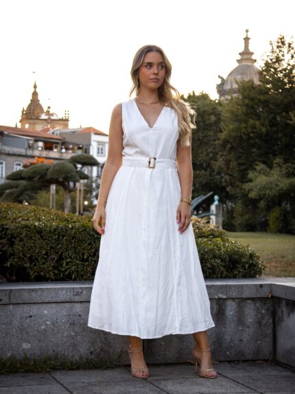VESTIDO MDI BRANCO PONTO CHIC