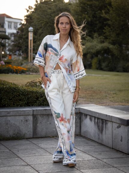 CONJUNTO CAMISA E PANTALONA ESTAMPADO PONTO CHIC