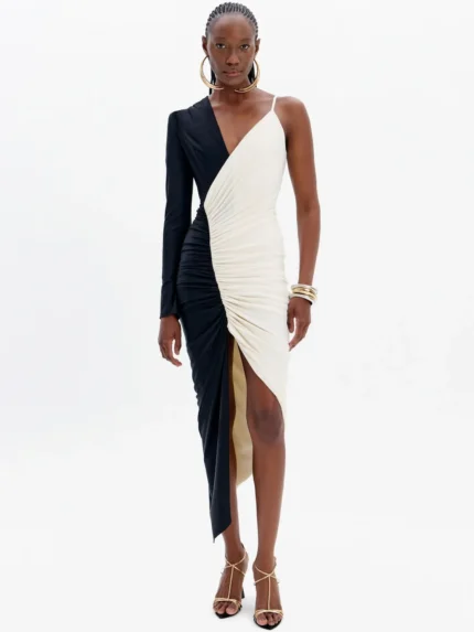 VESTIDO MIDI BICOLOR LANÇA PERFUME