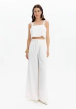CALÇA WIDE LEG BRANCA LANÇA PERFUME