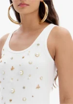 TOP BRANCO CAVEADO COM APLICAÇÕES LANÇA PERFUME - Image 2