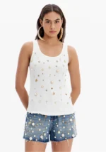 TOP BRANCO CAVEADO COM APLICAÇÕES LANÇA PERFUME - Image 3