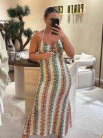 VESTIDO COMPRIDO TECIDO TRABALHADO COM FIVELA PONTO CHIC - Image 3