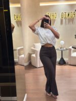 CALÇA WIDE LEG DENIM CASTANHO PONTO CHIC - Image 2