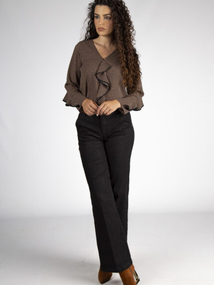 CALÇA PANTALONA PRETA COM PURPINAS SILVINA CAMPOS