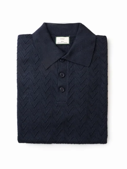 POLO TRICOT DESENHO ESPINHA AZUL ZOLF