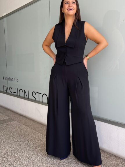 CALÇA WIDE LEG PRETA IMPERIAL