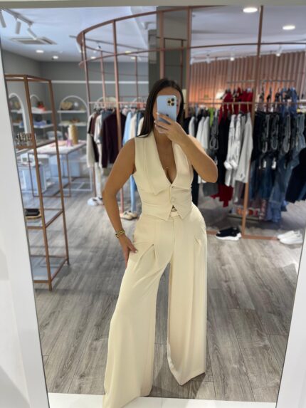 CALÇA WIDE LEG BEGE IMPERIAL