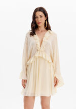 VESTIDO CREME COM FOLHOS LANÇA PERFUME - Image 2