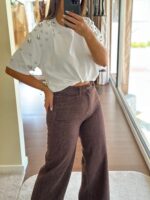 CALÇA WIDE LEG DENIM CASTANHO PONTO CHIC - Image 4