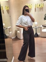 CALÇA WIDE LEG DENIM CASTANHO PONTO CHIC - Image 3