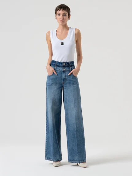 CALÇA PALAZZO EM DENIM FRACOMINA