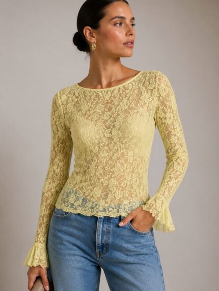 CAMISOLA RENDADA VERDE PONTO CHIC