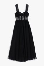 VESTIDO PRETO COMPRIDO EM TULE COM ALÇAS IMPERIAL - Image 2