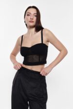 TOP CORSET PRETO COM DETALHES EM REDE IMPERIAL