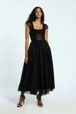 VESTIDO PRETO COMPRIDO EM TULE COM ALÇAS IMPERIAL - Image 5