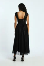 VESTIDO PRETO COMPRIDO EM TULE COM ALÇAS IMPERIAL - Image 3