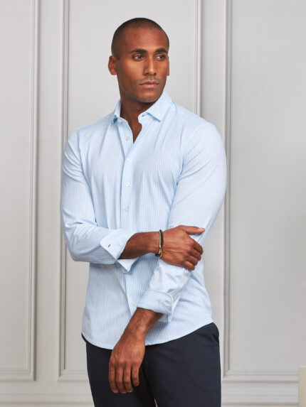 CAMISA STRETCH EASY-IRON RISCA AZUL BEBÉ SLIM FIT ZOLF
