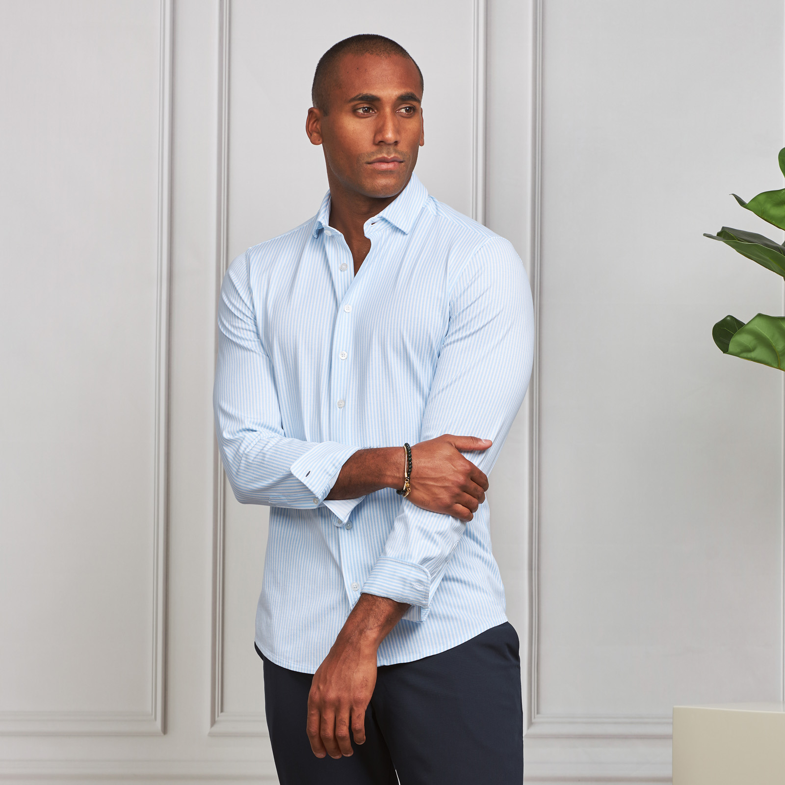 231903015_azul_claro_1 CAMISA STRETCH EASY-IRON RISCA AZUL BEBÉ SLIM FIT ZOLF - Image 1