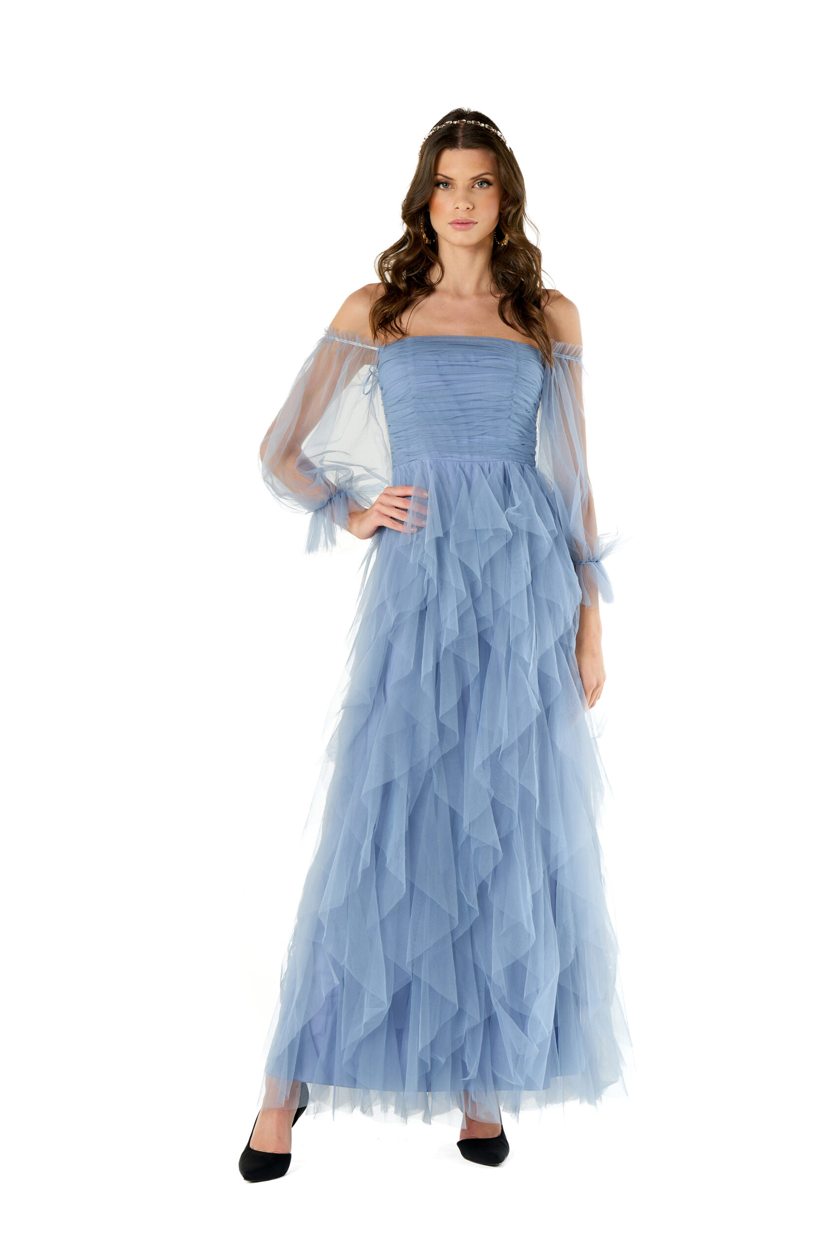 243NS128_1-scaled-1 (1) VESTIDO LONGO TULE AZUL CLARO NO SECRETS - Image 1