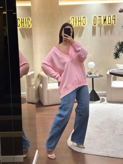 CAMISOLA OVERSIZE ROSA PONTO CHIC