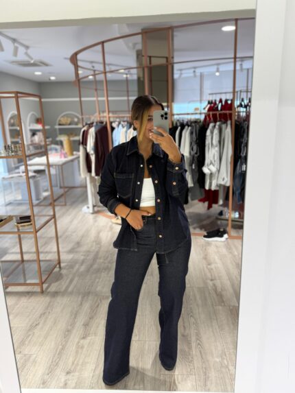 CONJUNTO CAMISA E CALÇAS DENIM PONTO CHIC
